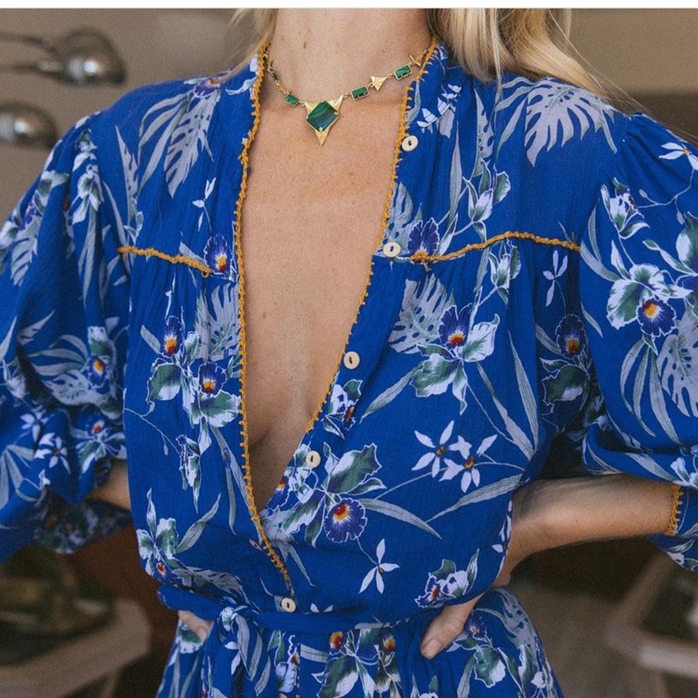 SOLD💫 Chasing Unicorns Hawaiian Sunset Shirtdress sz S - Picture 5 of 9